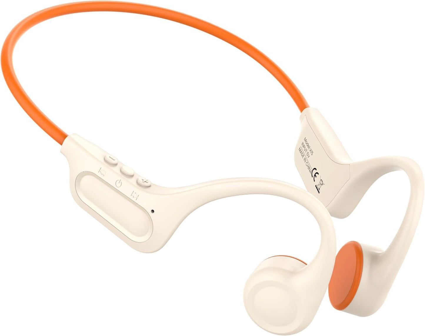 SANOTO Bone Sound Headphones Bluetooth 5.3, Open Ear Headphones, Type C Charging Port, IPX6 Waterproof Bone Sound Headphones, Bone Conduction Headphones, for Jogging, Cycling, White