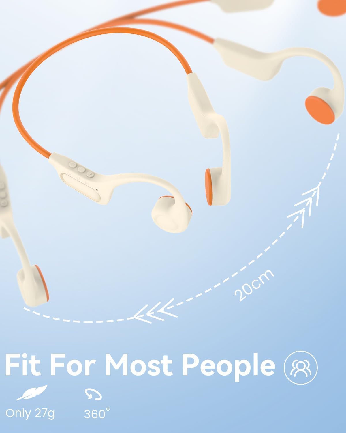 SANOTO Bone Sound Headphones Bluetooth 5.3, Open Ear Headphones, Type C Charging Port, IPX6 Waterproof Bone Sound Headphones, Bone Conduction Headphones, for Jogging, Cycling, White