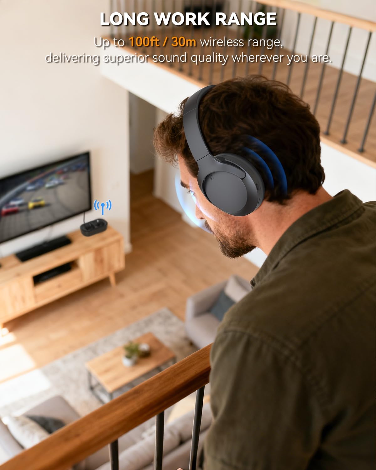 ANSTEN Wireless Headphones for TV Watching and Pill Organizer | Digital Optical RCA AUX 3.5 MM Transmitter Charging Dock, Over Ear Headset for Seniors, 30 Hrs Playtime, Plug and Play
