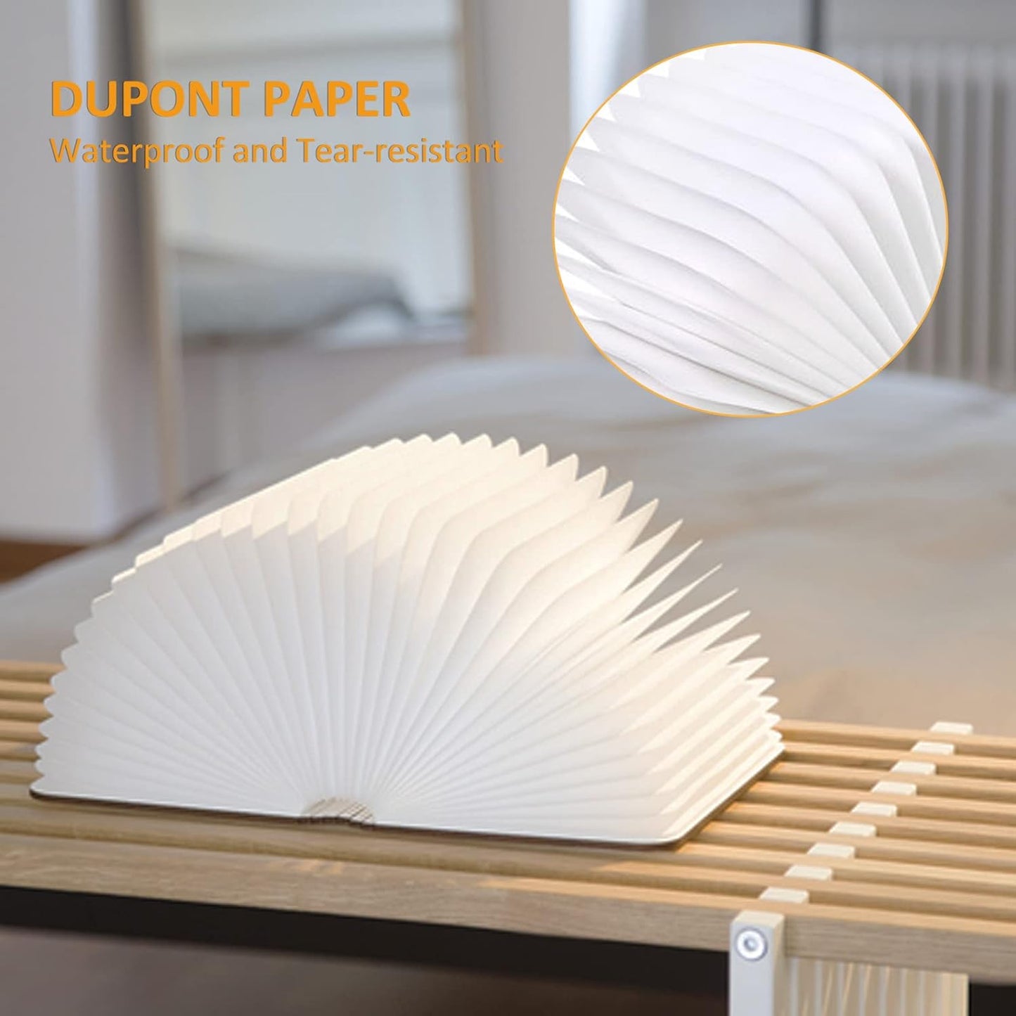 SANOTO Book Lamp Foldable Wood, Walnut LED Book 360° Foldable Magnetic Book Lights with 2500 mAh Battery Lithium Battery Rechargeable Desk Lamp Ambient Light Decorative Lamp (20 x 16 x 2.5 cm)