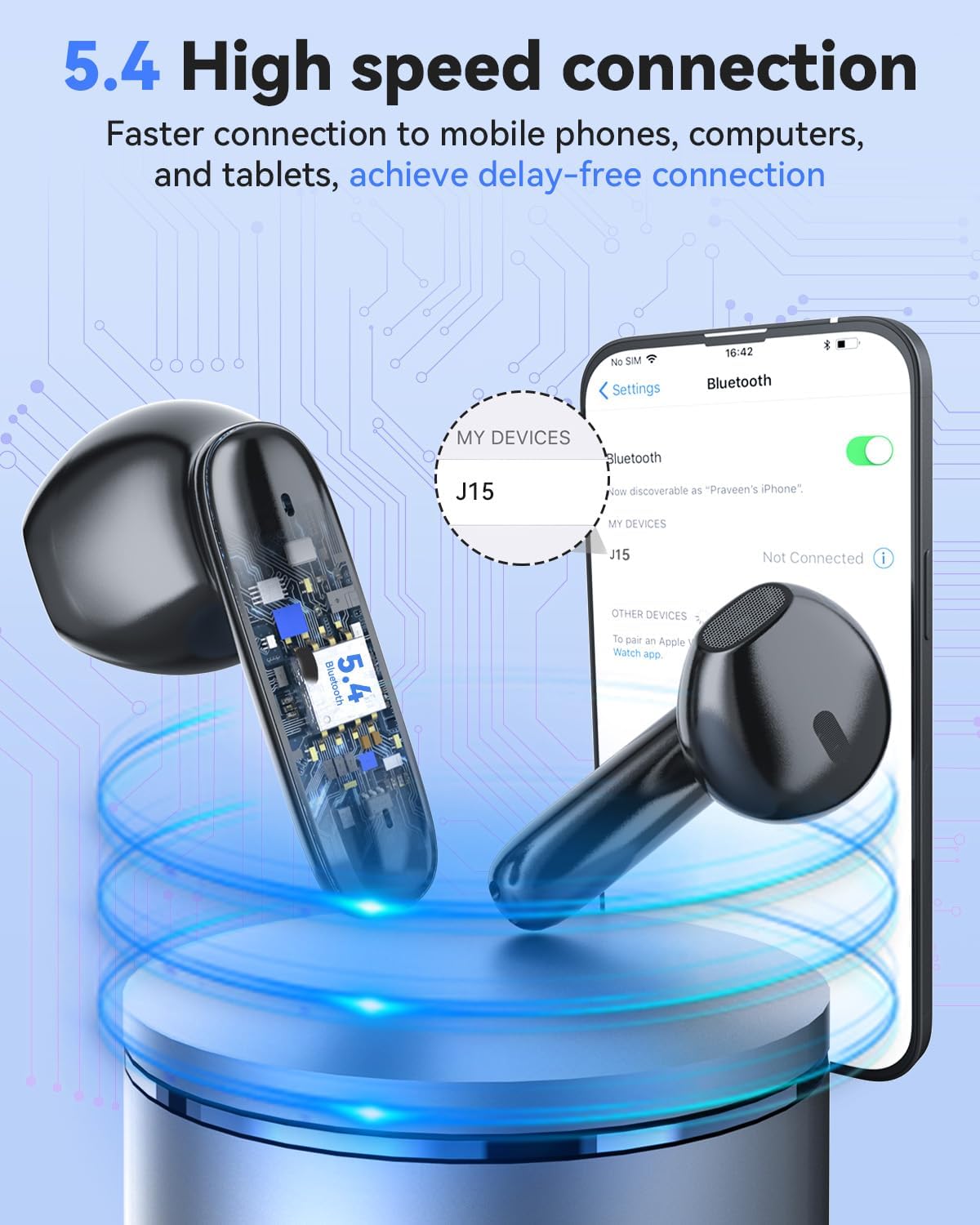 SANOTO AI Translator Headphones, In-Ear Headphones Bluetooth 5.4, 3-in-1 Translation Headphones 134 Languages with App, Headphones Translator Real Time, Translator Earbuds for Learning, Travel