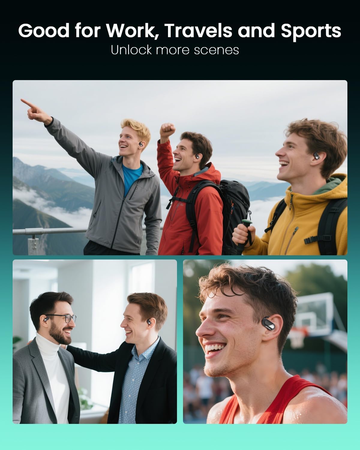 SANOTO AI Translator Headphones, 144 Languages Headphones Translator Real Time, Translator Earbuds, Translation Headphones, Open Ear Headphones Bluetooth for Travel, Business, Studies