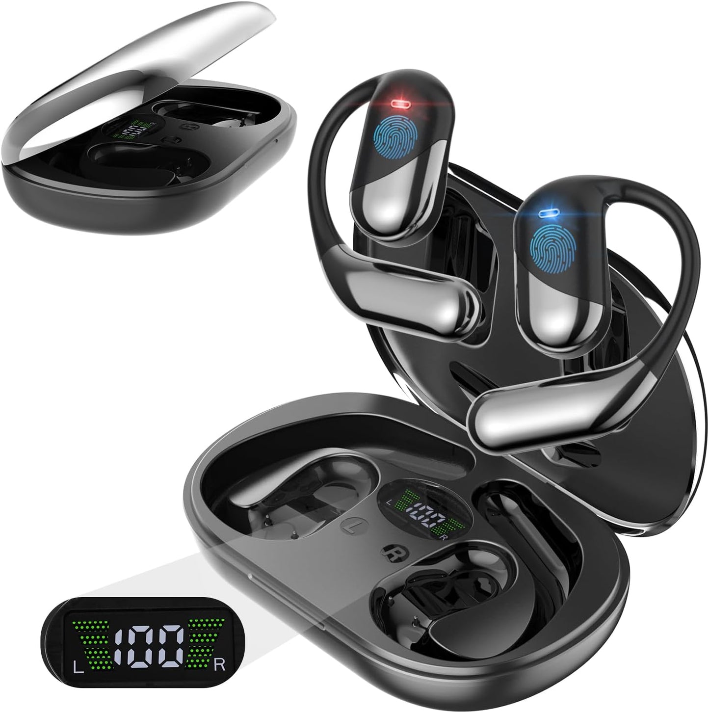 SANOTO AI Translator Headphones, 144 Languages Headphones Translator Real Time, Translator Earbuds, Translation Headphones, Open Ear Headphones Bluetooth for Travel, Business, Studies