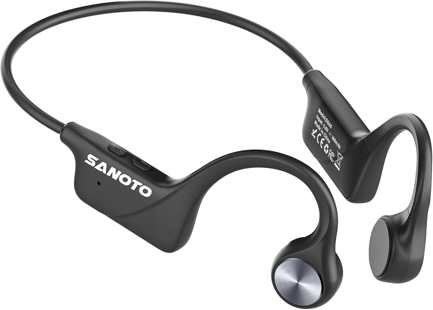 SANOTO Bone Conduction Headphones, Open Ear Headphones IPX5 Sweatproof Bluetooth 5.3, Sports Headphones for Runners Bicycle Cycling Fitness Running headphones Black