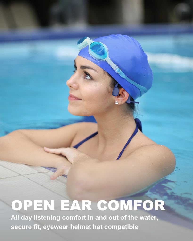 SANOTO Headphones Swimming Bluetooth 5.2 Bone Sound Headphones IP68 Underwater Headphones Swimming 8G MP3 Open Ear Sports Headphones for Swimming Running