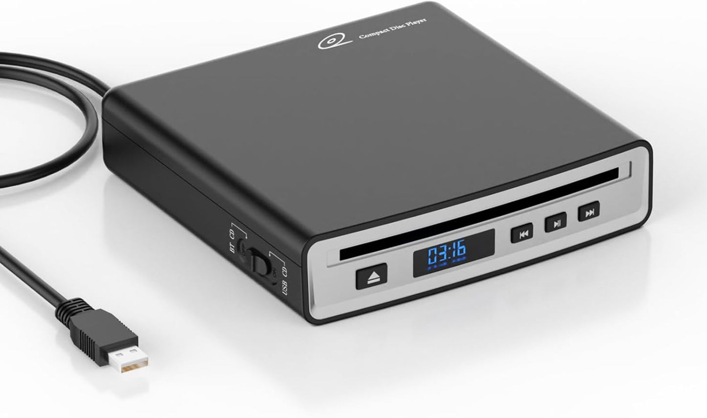 CD Player for Car,MONODEAL External Portable Car CD Player with Bluetooth and USB,Plug & Play,that Plugs into Laptop Desktop TV Computer for Android 4.4 and Above Navigation