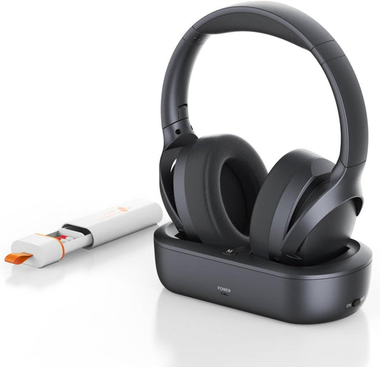 ANSTEN Wireless Headphones for TV Watching and Pill Organizer | Digital Optical RCA AUX 3.5 MM Transmitter Charging Dock, Over Ear Headset for Seniors, 30 Hrs Playtime, Plug and Play
