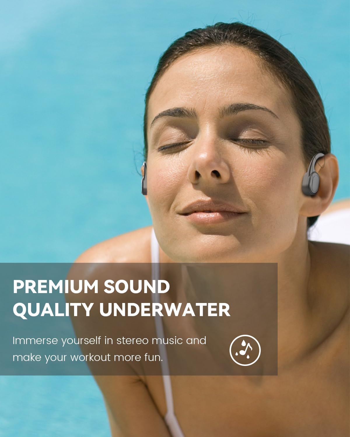 SANOTO Headphones swimming, IPX8 underwater headphones swimming, bone sound headphones, Bluetooth 5.3, 32GB MP3, reminder point, for swimming, running, cycling