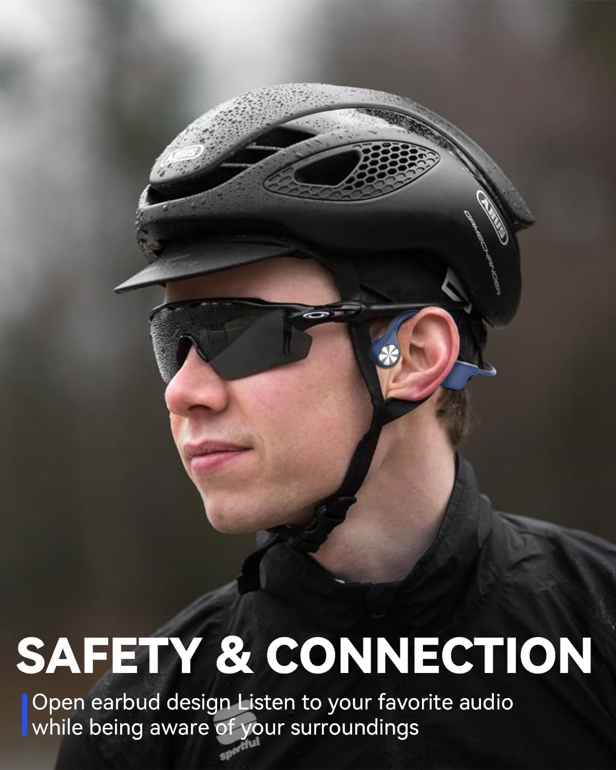 SANOTO Bone Conduction Headphones, Open Ear Headphones IPX5 Sweatproof Bluetooth 5.3, Sports Headphones for Runners Bicycle Cycling Fitness Running headphones Blue