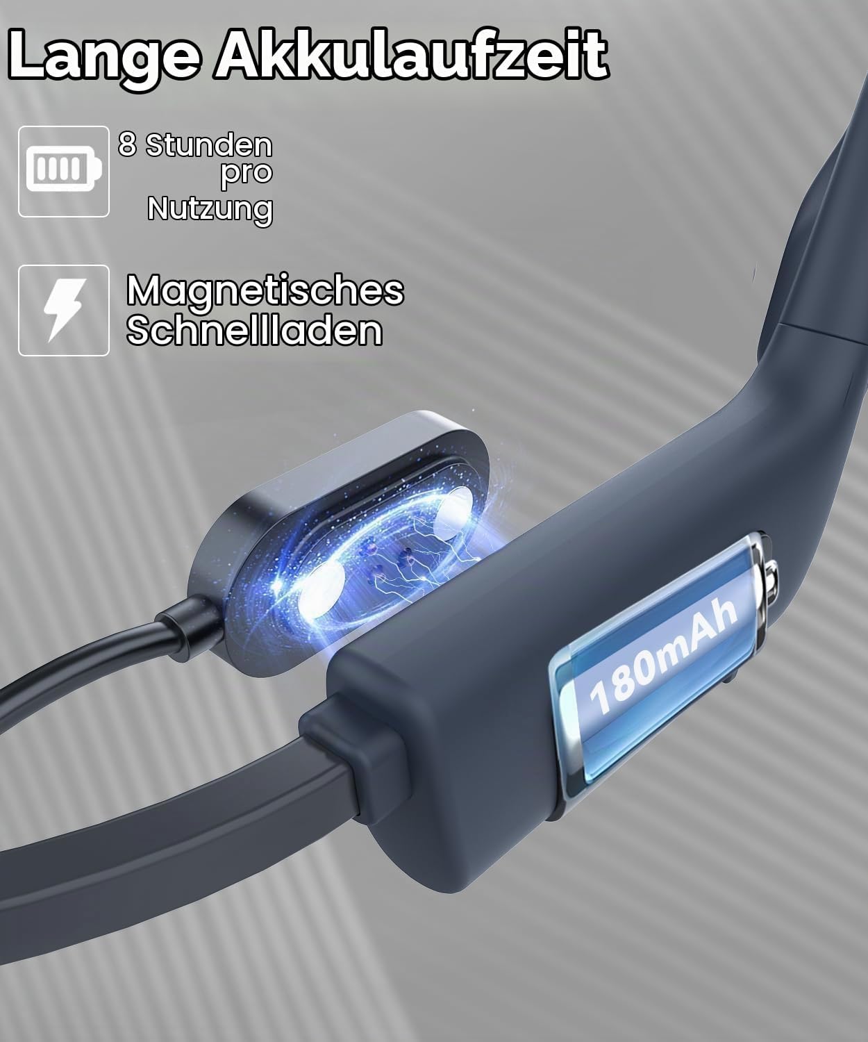 MONODEAL Kopfhörer Schwimmen, IP68 Knochenschall Kopfhörer Bluetooth 5.3 Sport Bone Conduction Kabellos Schwimmen Eingebaute 8GB MP3-Player Speicher, Open Ear Kopfhörer