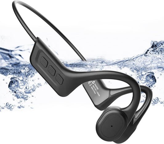 SANOTO Headphones swimming, IPX8 underwater headphones swimming, bone sound headphones, Bluetooth 5.3, 32GB MP3, reminder point, for swimming, running, cycling