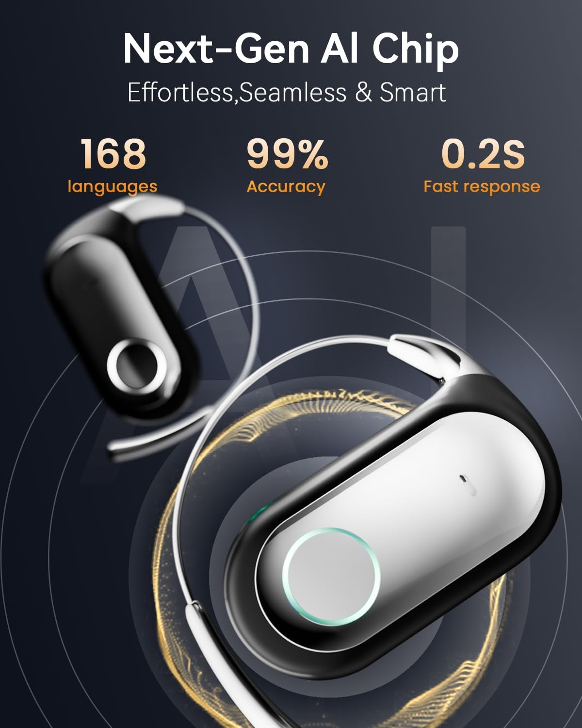 SANOTO KI Übersetzer kopfhörer, 168 Sprachen Kopfhörer Übersetzer Echtzeit, Translator Earbuds, Übersetzungskopfhörer, Open Ear Kopfhörer Bluetooth für Reise, Geschäfts, Studien