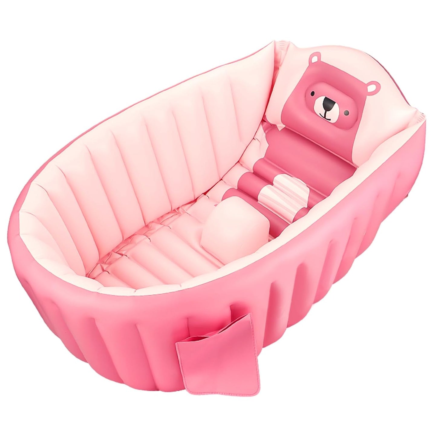 SANOTO Baby Bathtub, 0-36 Months, Inflatable Foldable Non-Slip Soft Bathtub, Baby, Children, Newborn, Portable Baby Bathtub, Foldable Toddler - Pink