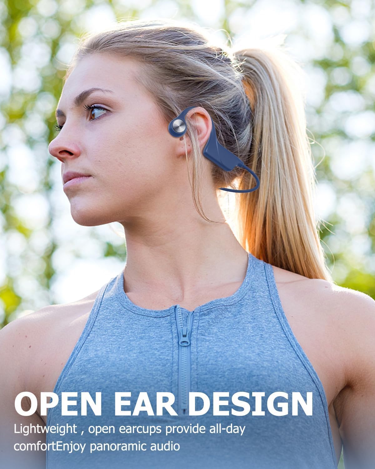 SANOTO Knochenschall Kopfhörer Bluetooth 5.3,Open Ear Kopfhörer Kabellos Bone Conduction Kopfhorer IPX5 Wasserdicht Sportkopfhörer Lange Akkulaufzeit Kopfhörer für Läufer Fitness