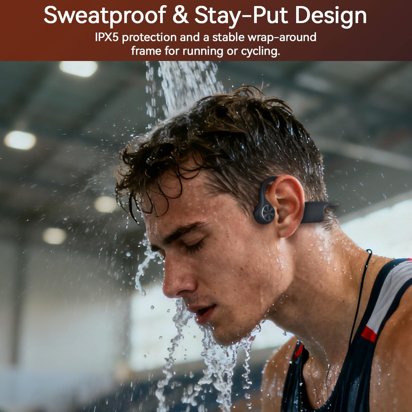 SANOTO Bone Conduction Headphones, Open Ear Headphones IPX5 Sweatproof Bluetooth 5.3, Sports Headphones for Runners Bicycle Cycling Fitness Running headphones Black