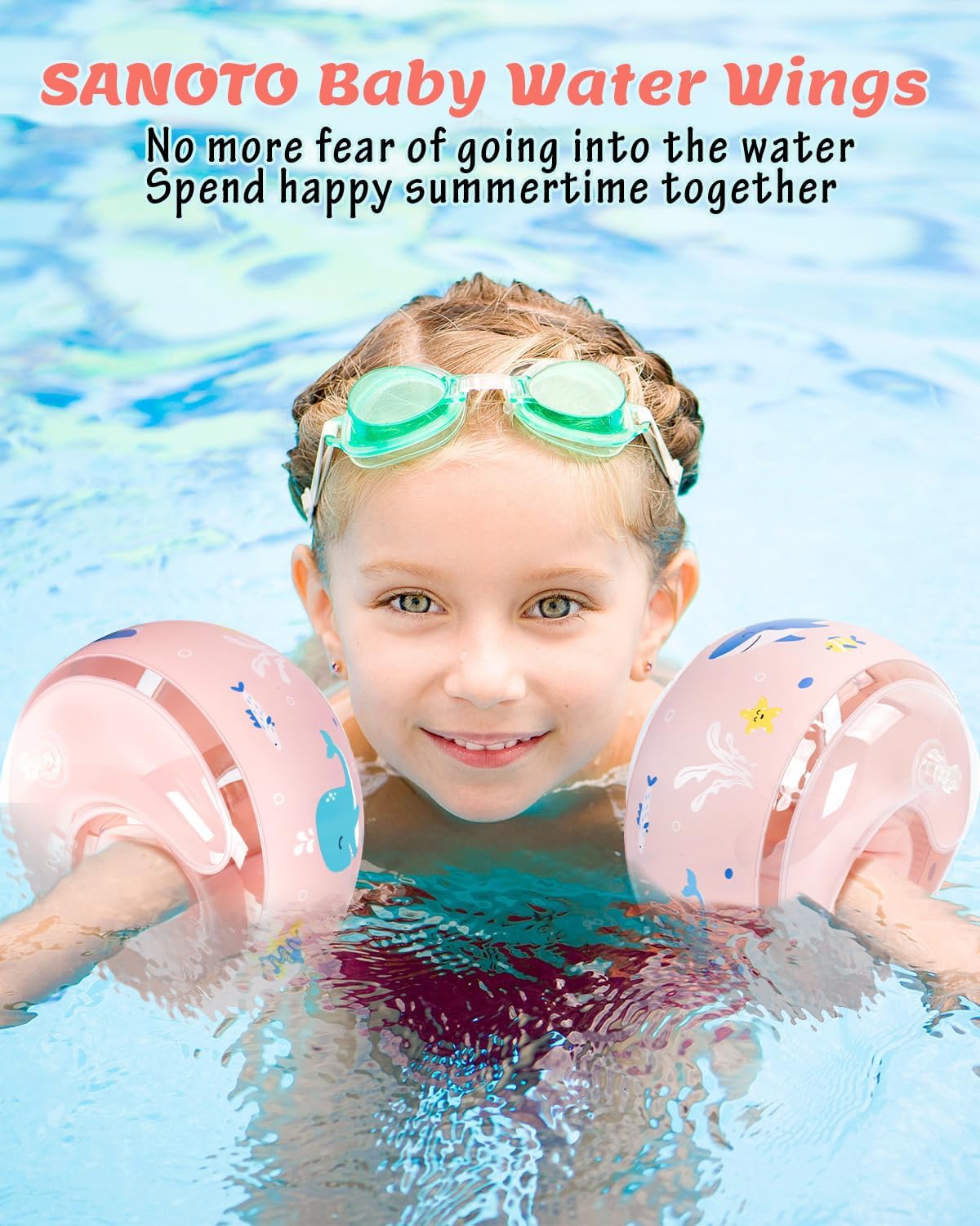 SANOTO Swimming Armbands 2 Years, Swimming Armbands 1 Year - 4 Years, Round Swimming Armbands, Independent Tricycle, Safety Valve, Suitable with a Weight of 6-20 kg and an Arm Circumference of 21-23