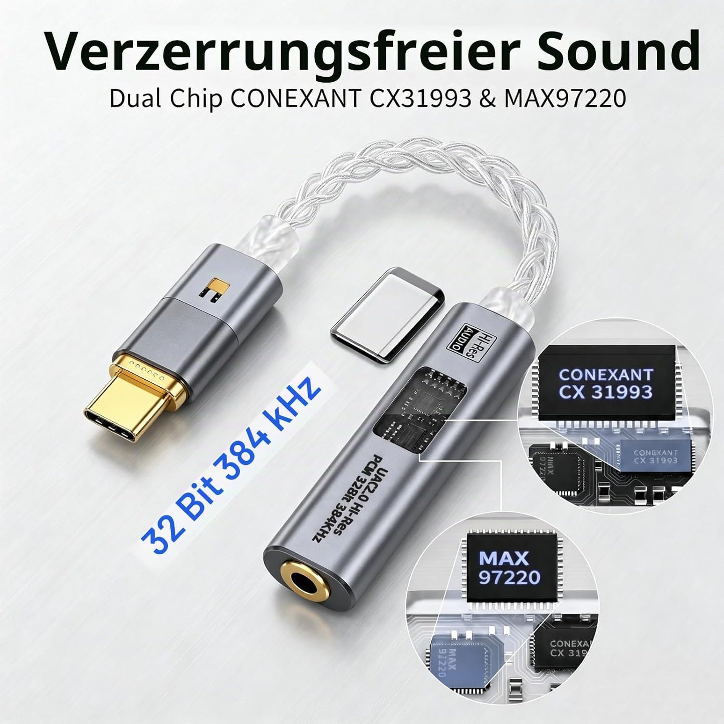 ANSTEN Verstärker HiFi Stereo Adapter USB C auf Klinke, HiFi Verstärker