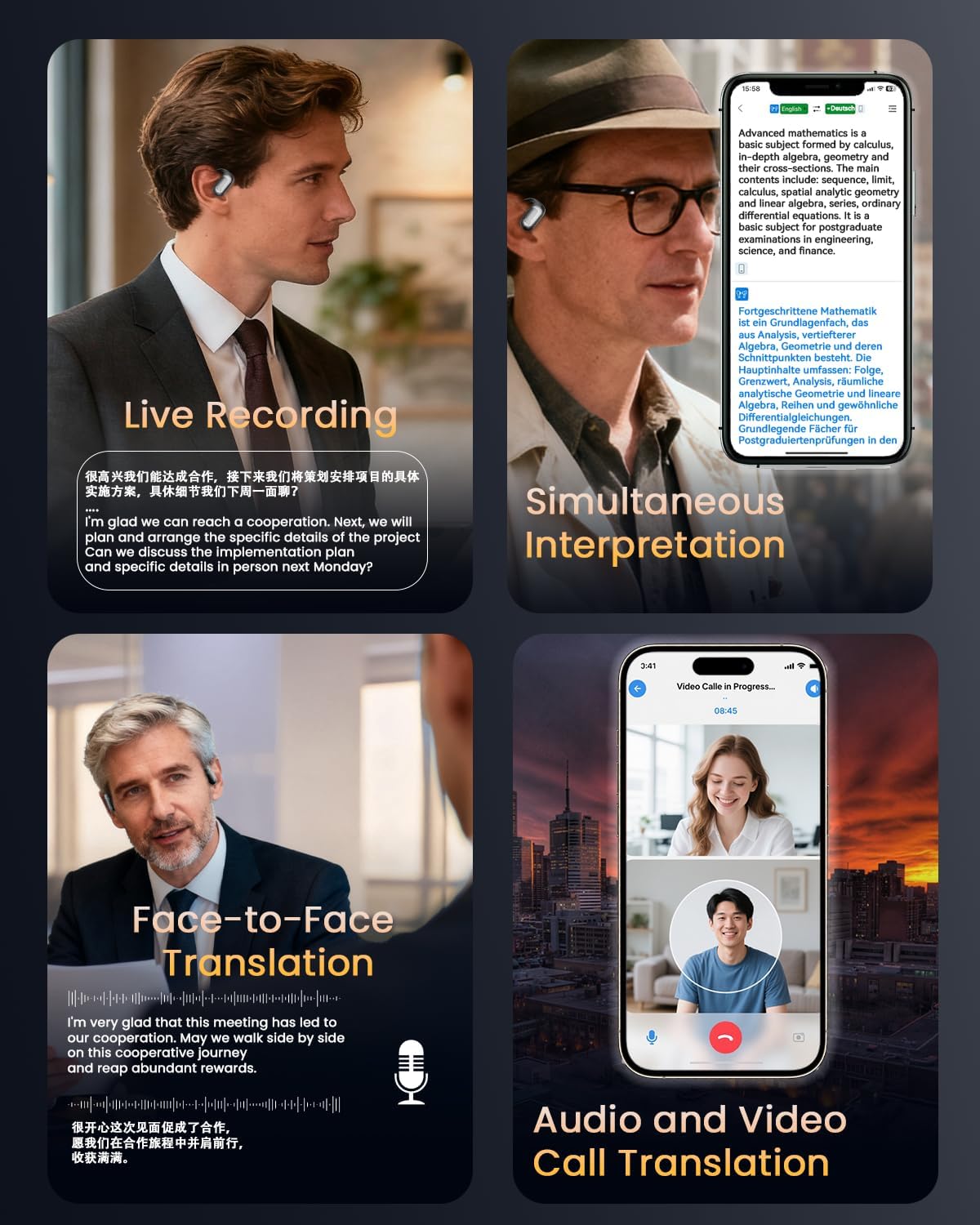 SANOTO KI Übersetzer kopfhörer, 168 Sprachen Kopfhörer Übersetzer Echtzeit, Translator Earbuds, Übersetzungskopfhörer, Open Ear Kopfhörer Bluetooth für Reise, Geschäfts, Studien