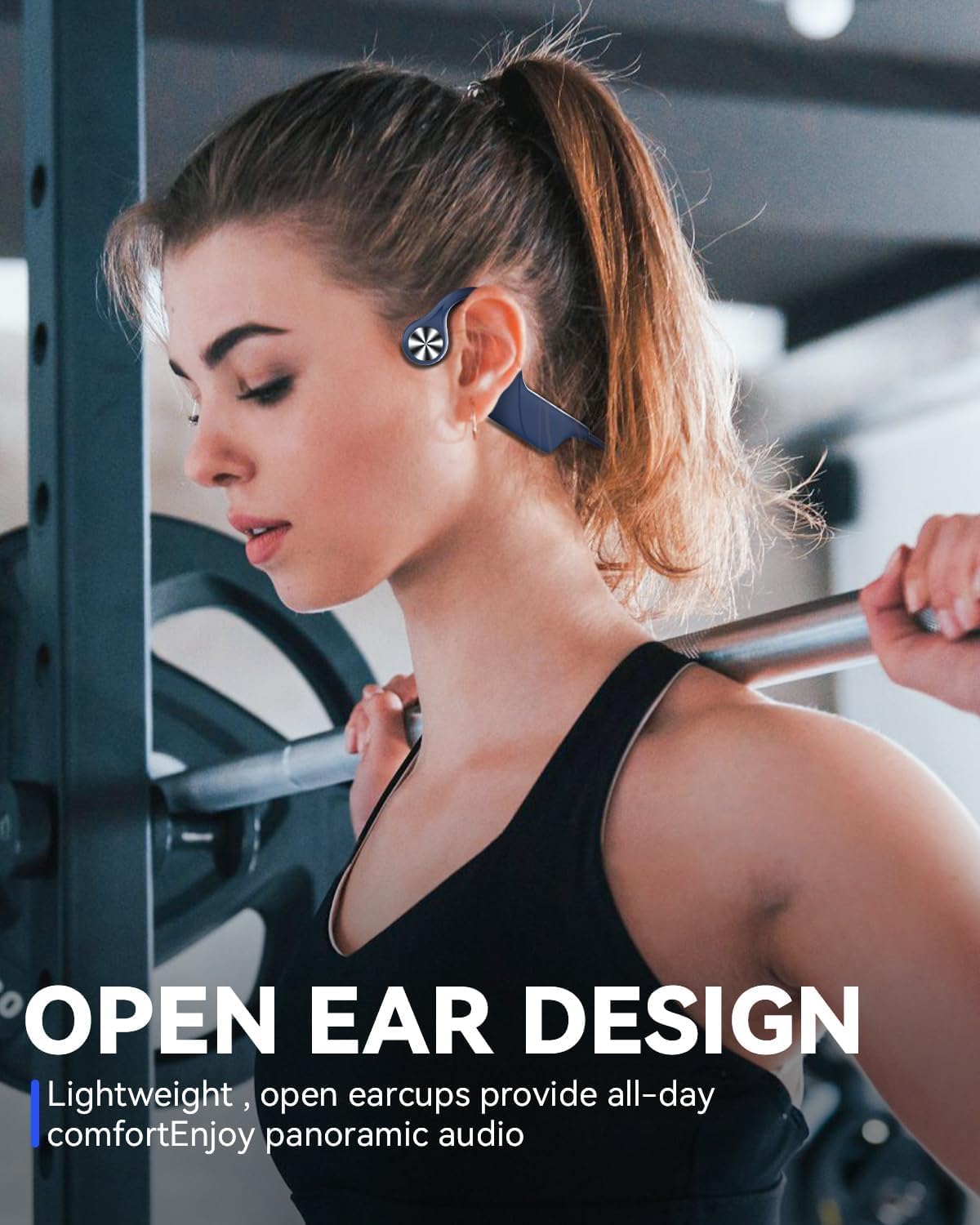 SANOTO Bone Conduction Headphones, Open Ear Headphones IPX5 Sweatproof Bluetooth 5.3, Sports Headphones for Runners Bicycle Cycling Fitness Running headphones Blue