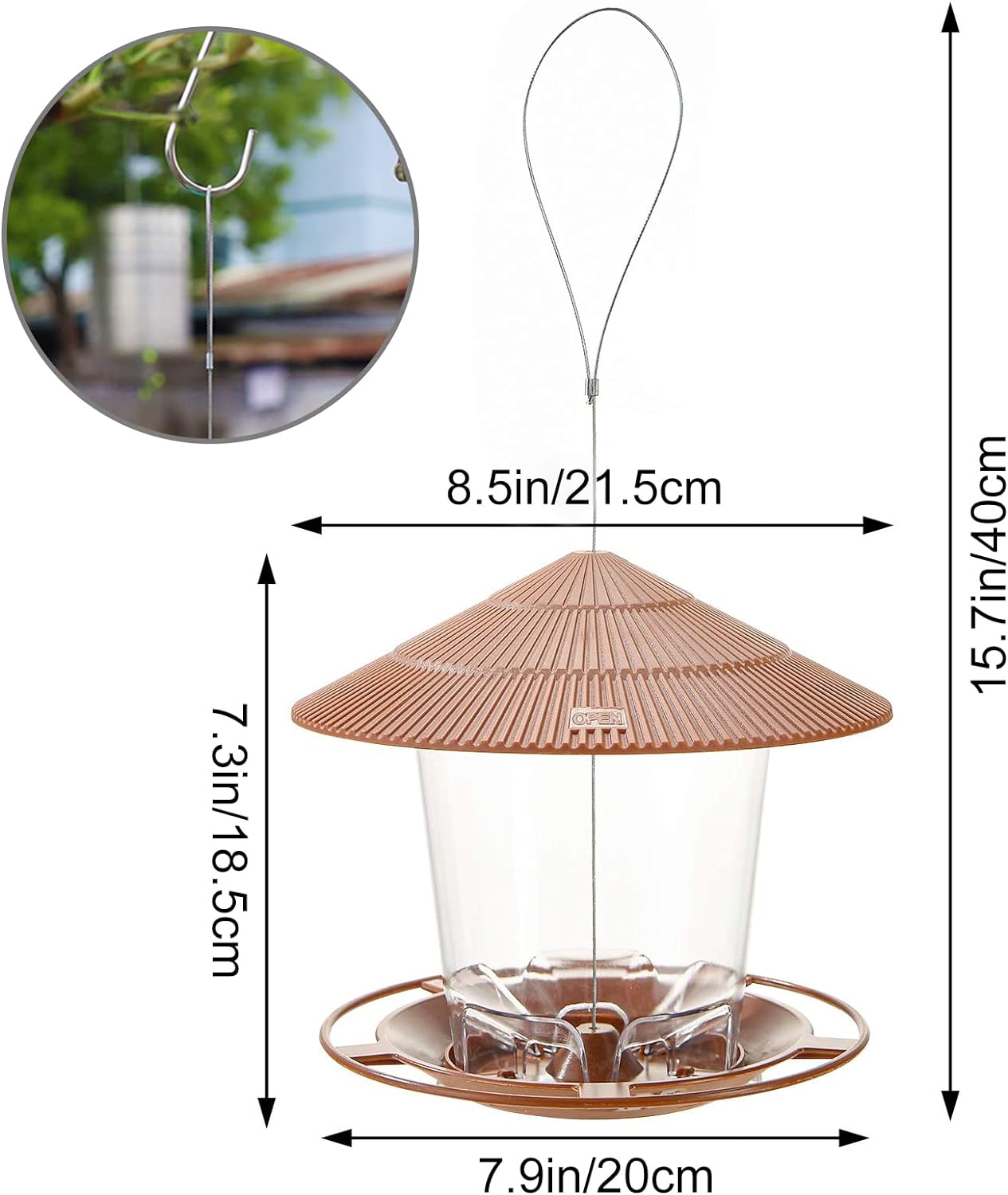 SANOTO Bird Feeder for Birds, Bird Feeder, Bird Feeder for Hanging, Wild Birds, Hanging Cone, Bird Feeder, Weatherproof, Balcony, Covered