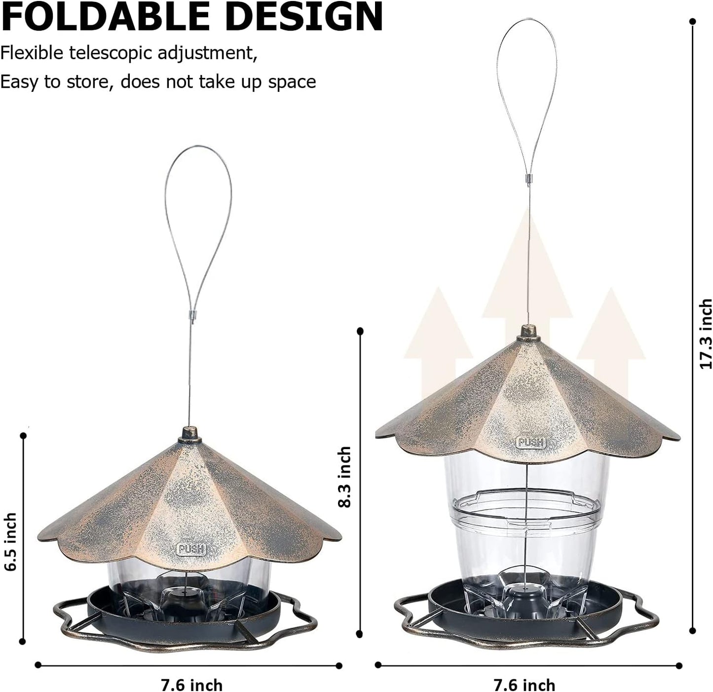 SANOTO Bird Feeder House, Foldable Bird Feeder, Weatherproof, Bird Watcher, Garden Decoration, Suitable for Balcony, Garden