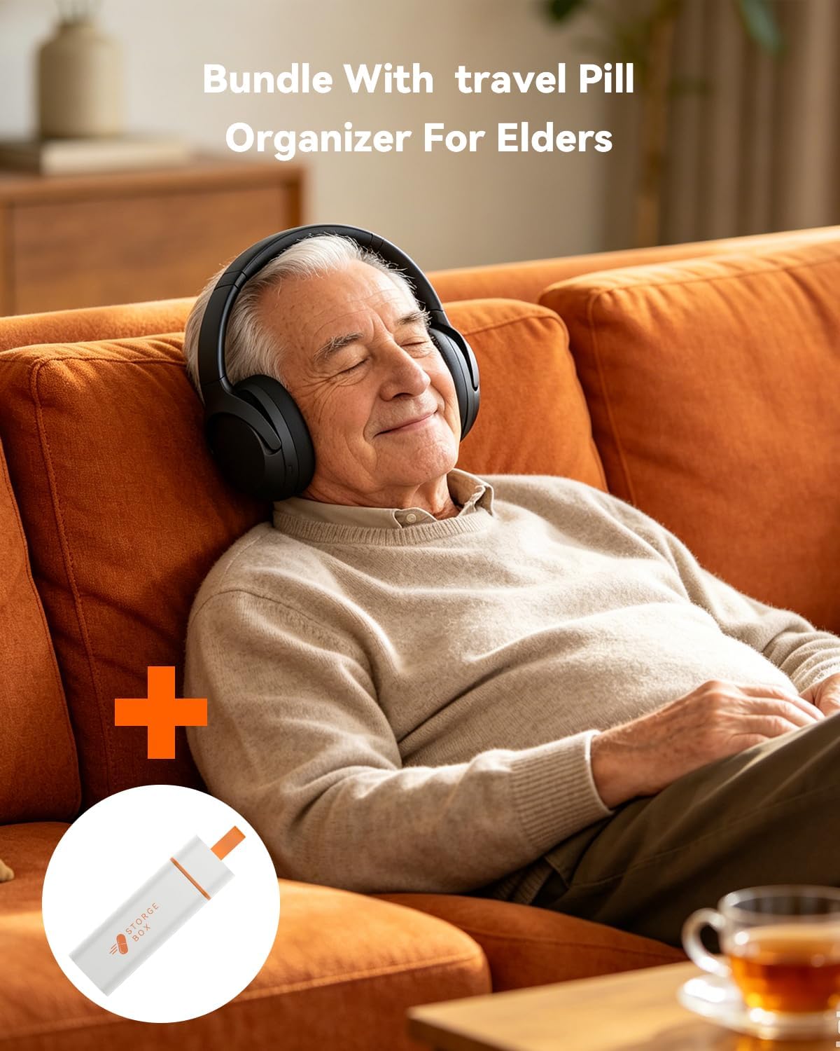 ANSTEN Wireless Headphones for TV Watching and Pill Organizer | Digital Optical RCA AUX 3.5 MM Transmitter Charging Dock, Over Ear Headset for Seniors, 30 Hrs Playtime, Plug and Play
