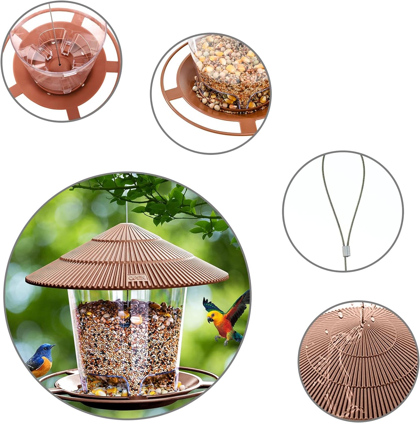 SANOTO Bird Feeder for Birds, Bird Feeder, Bird Feeder for Hanging, Wild Birds, Hanging Cone, Bird Feeder, Weatherproof, Balcony, Covered