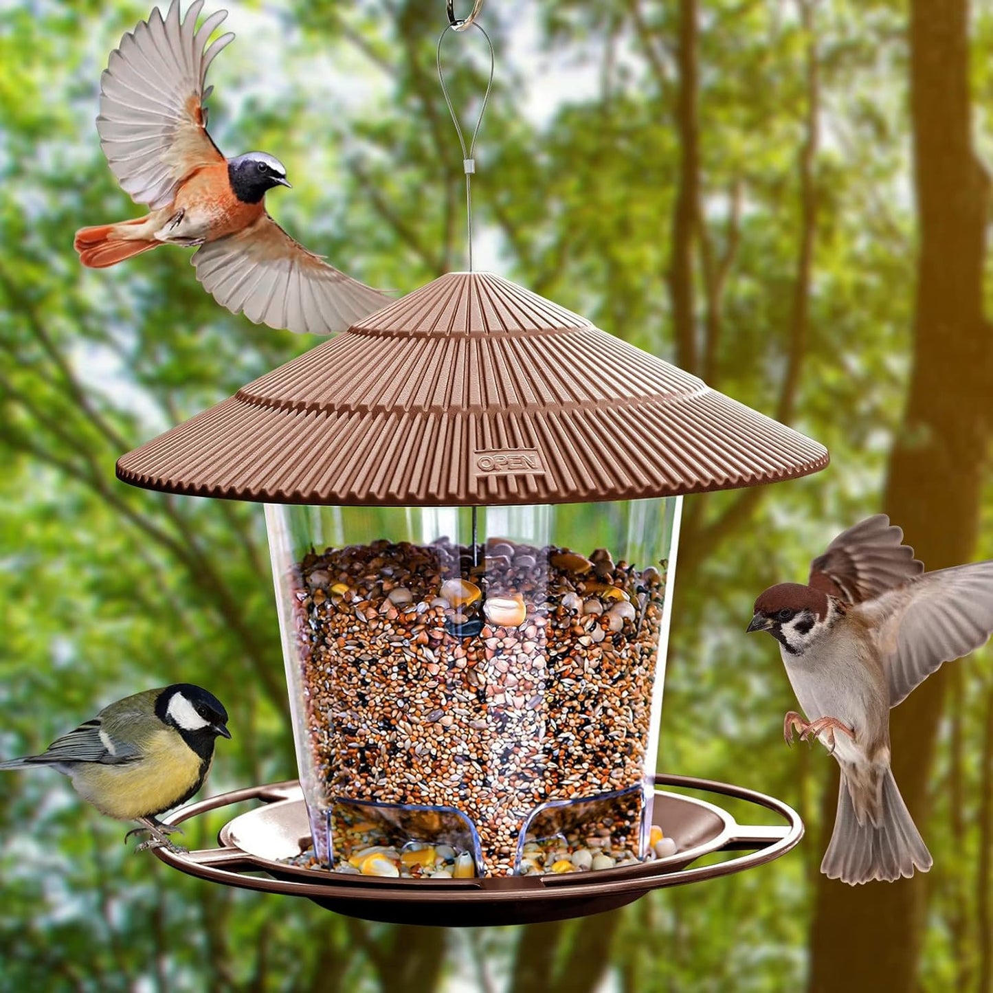 SANOTO Bird Feeder for Birds, Bird Feeder, Bird Feeder for Hanging, Wild Birds, Hanging Cone, Bird Feeder, Weatherproof, Balcony, Covered